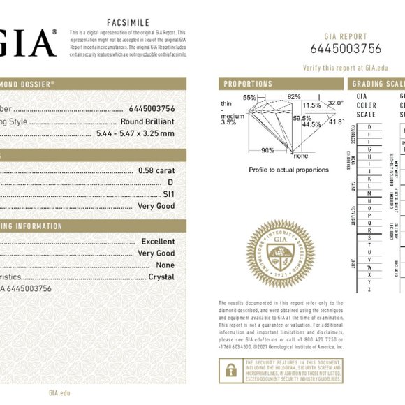 Round Diamond Pendant 14K White (0.58 Ct D Si1 ) Gia C47200059 - Picture 4 of 4